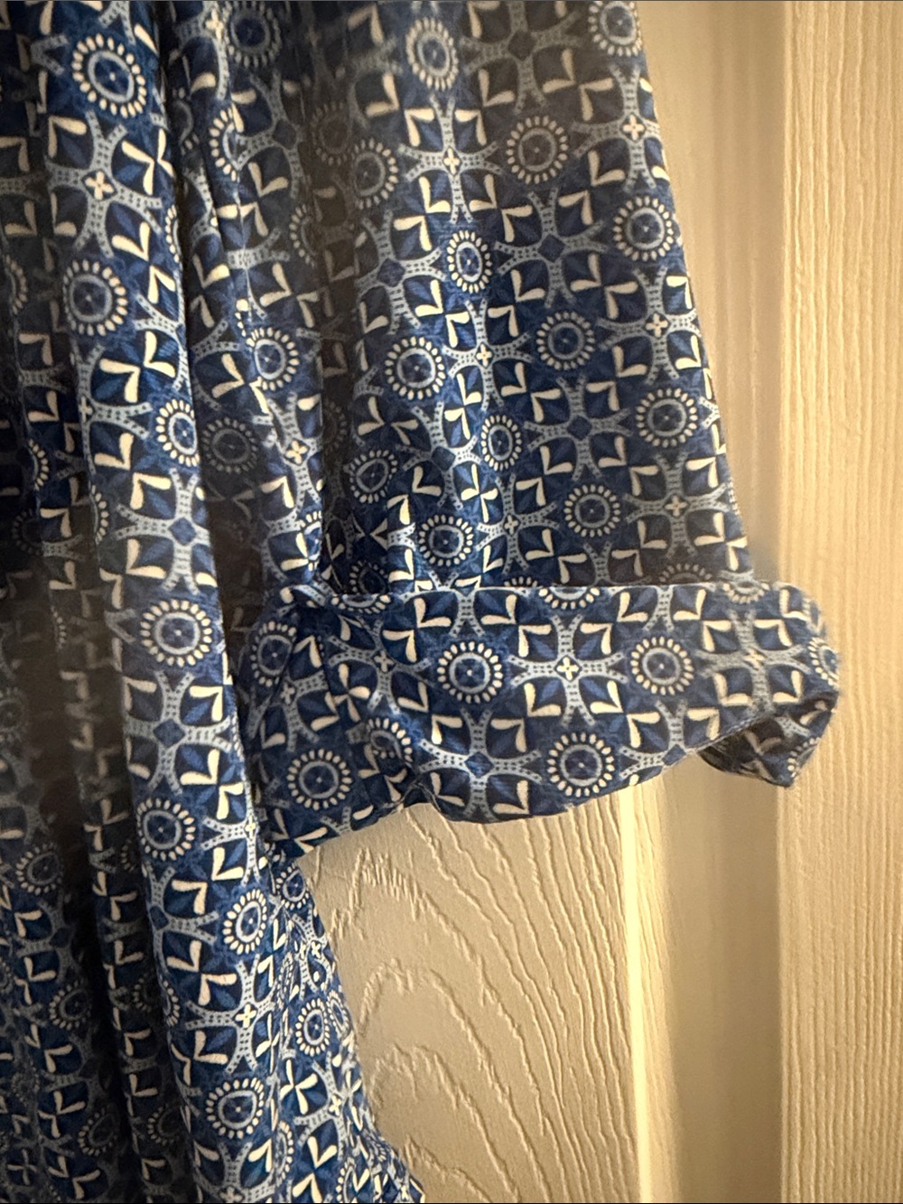 Westport Navy Geometric Henley Tunic with Buttons - Picture 3 of 5